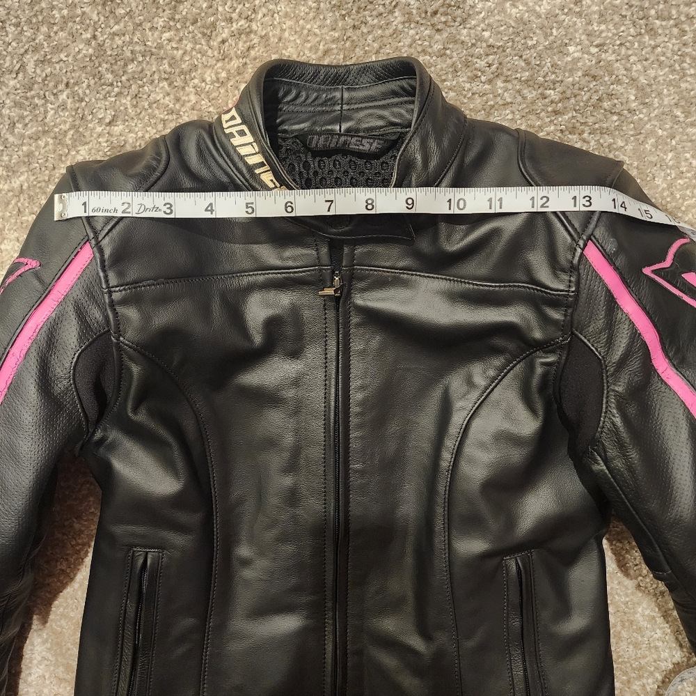 Dainese Women's Black Leather Jacket with Pink Accents - Picture 12 of 12